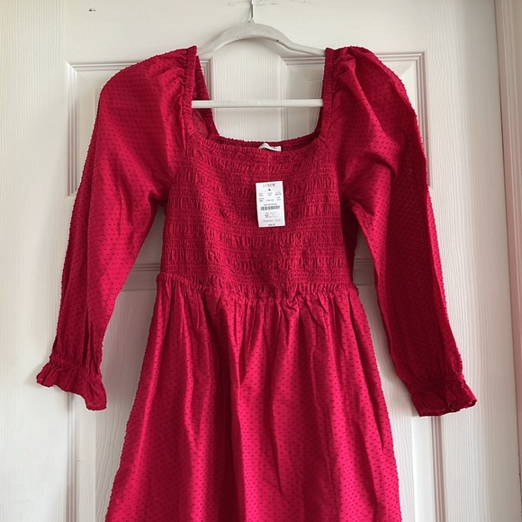 J Crew Smocked clip-dot puff-sleeve dress - Picture 3 of 6